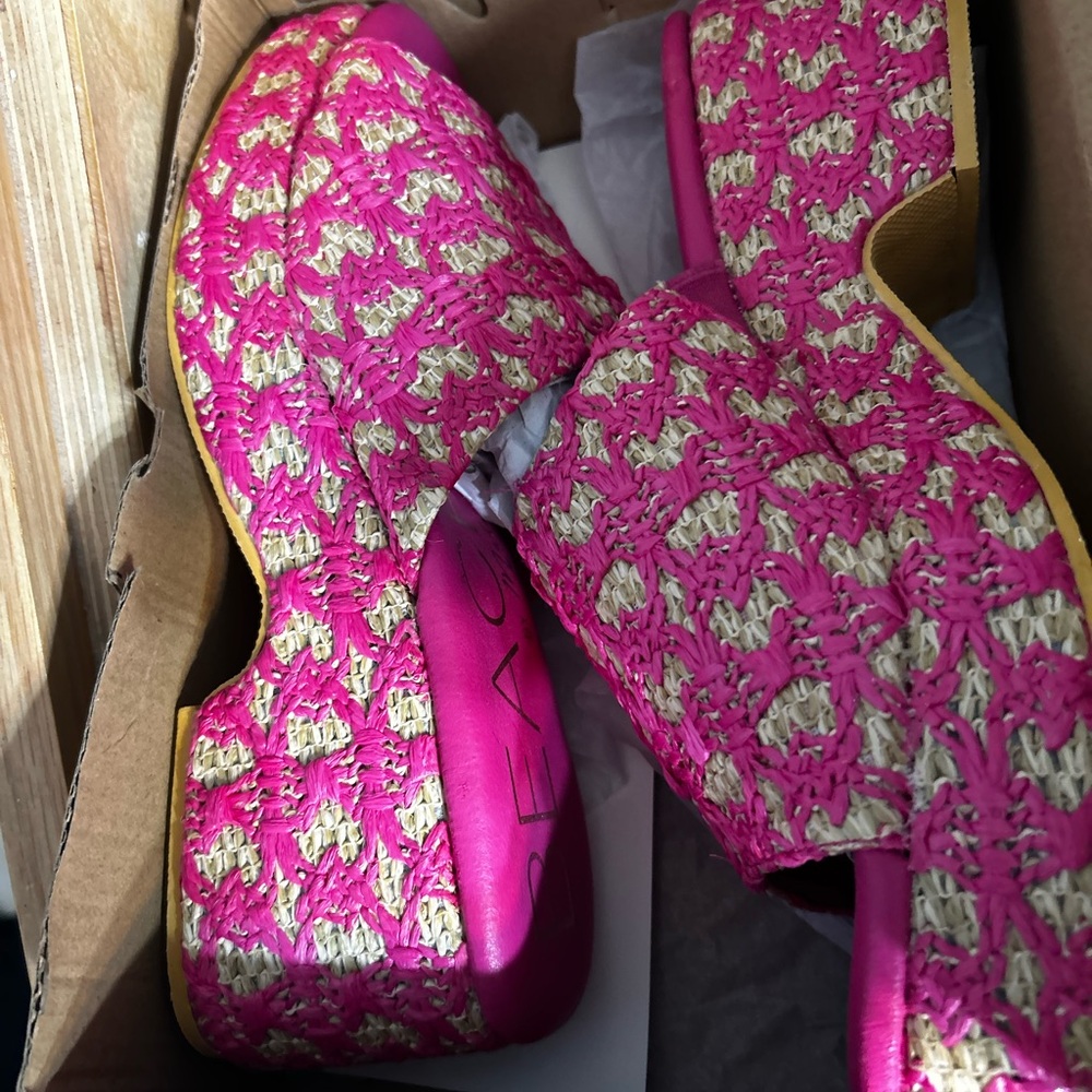 Vibrant Pink and Cream Espadrilles